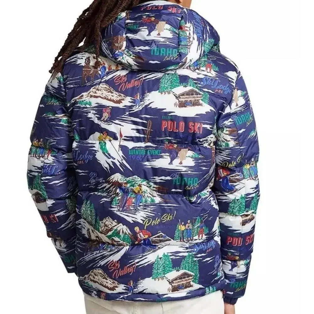 $398 Polo Ralph Lauren Water Repellent Graphic Ski Print 700 Down Jacket Coat S